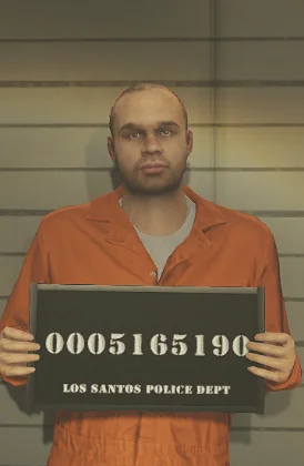 Foto de ficha policial de un sospechoso buscado